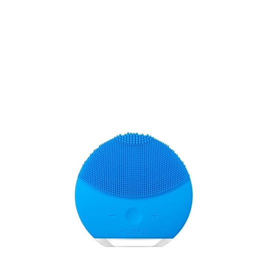 FOREO LUNA Mini 2 Aquamarine facial cleansing brush in aquamarine shade.
