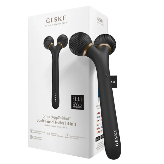 GESKE Sonic Facial Roller 4-in-1 Gray – skincare tool for lifting, toning, and revitalizing the face.
