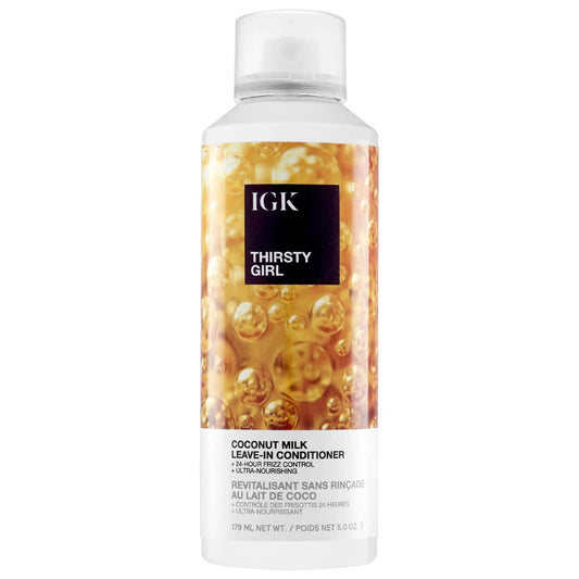 IGK Hair Thirsty Girl Coconut Milk Leave-In Conditioner 5 oz bottle for nourishing and hydrating dry, thirsty hair