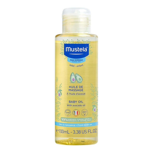 Mustela Baby Oil 3.38 OZ bottle for gentle baby skin moisturizing and nourishment