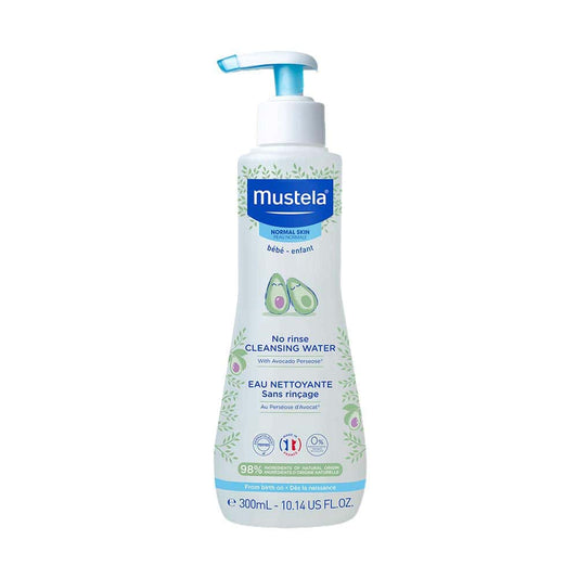 Mustela No Rinse Cleansing Water 10.14 OZ bottle for gentle baby skin cleansing without rinsing