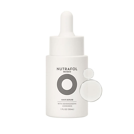 Nutrafol Hair Serum 30 mL bottle for strengthening and nourishing hair.