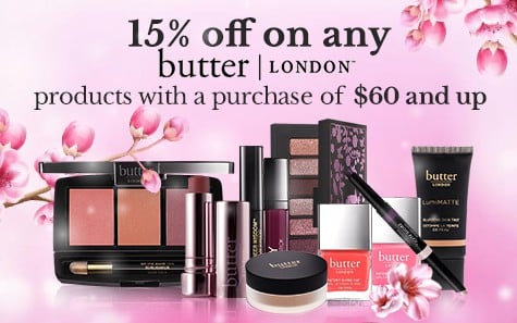 15% Off on any butter. Purchase with a products of $60 and up