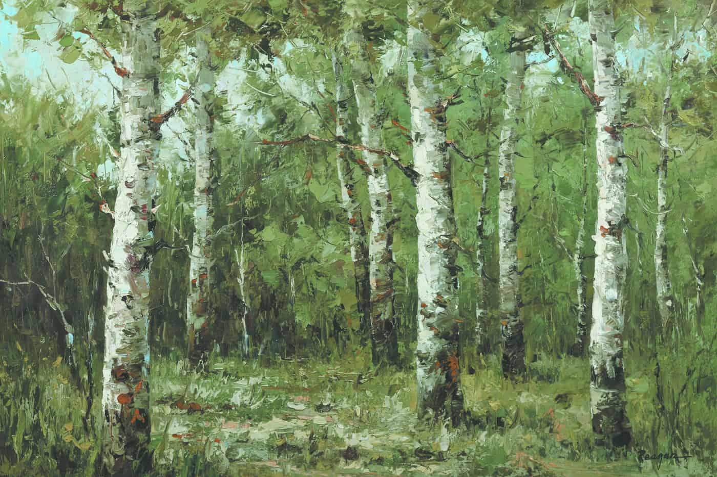 Original Oil Painting of Birch Trees – Nava Beauty