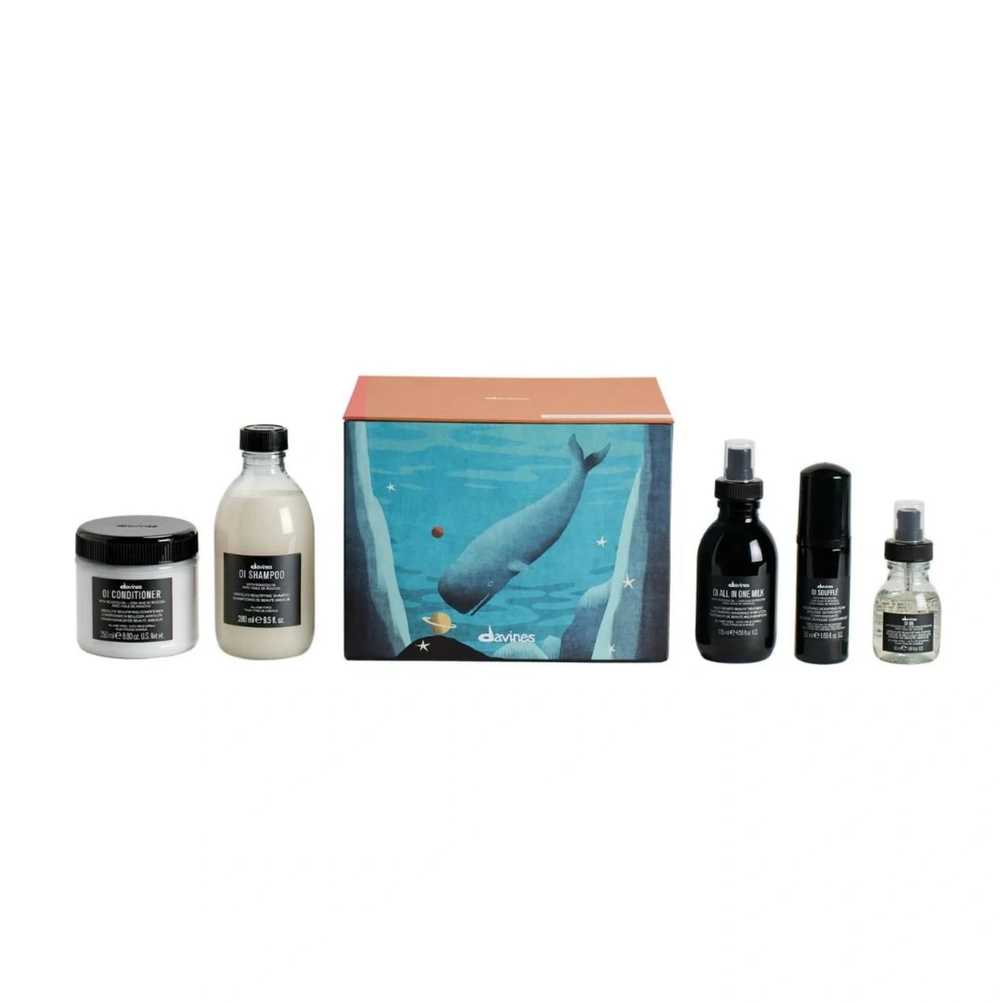 Davines OI Luxe Holiday Set: Shampoo, Conditioner, All in One Milk, Souffle, Oil