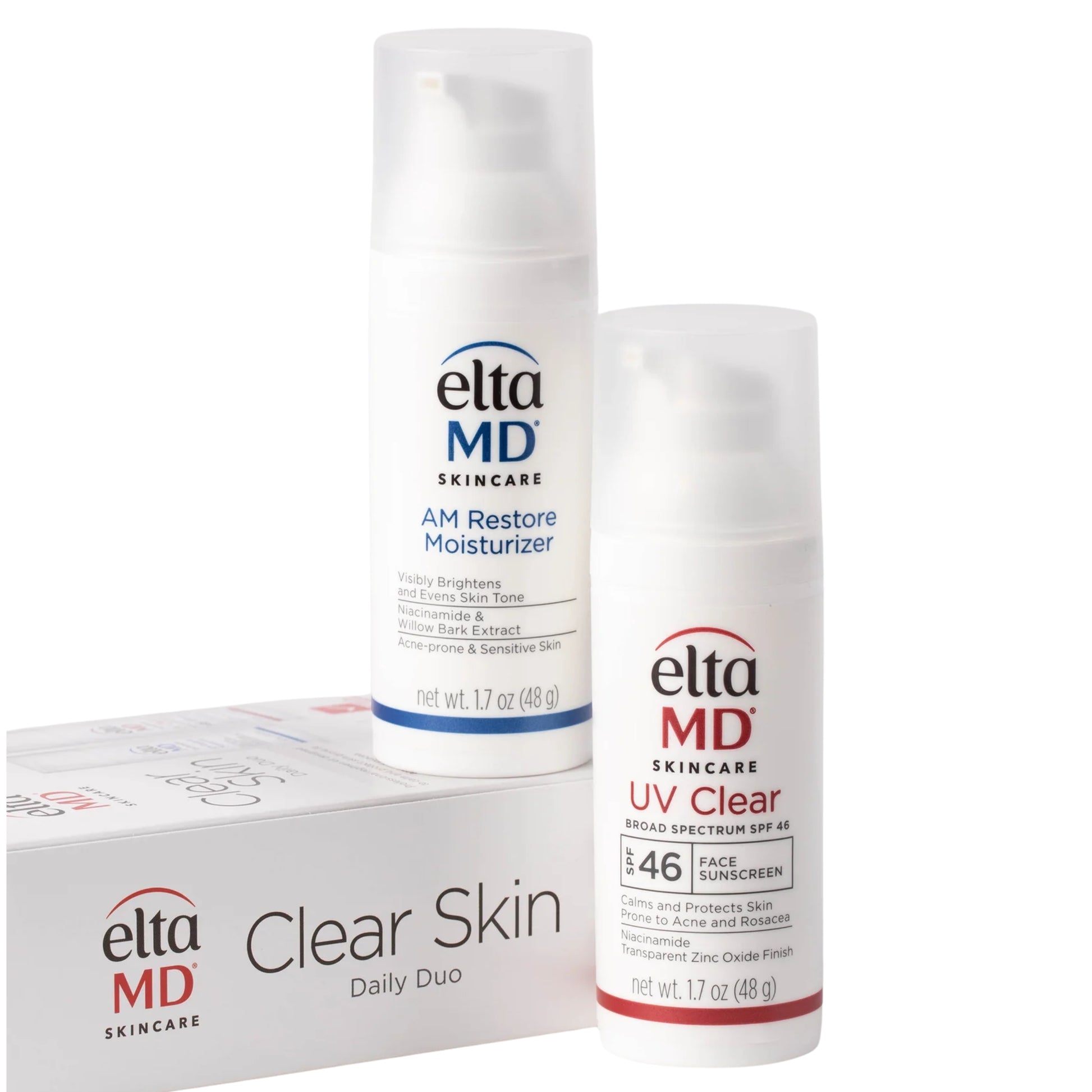EltaMD Clear Skin Daily Duo Kit: UV Clear SPF 46 & AM Restore Moisturizer