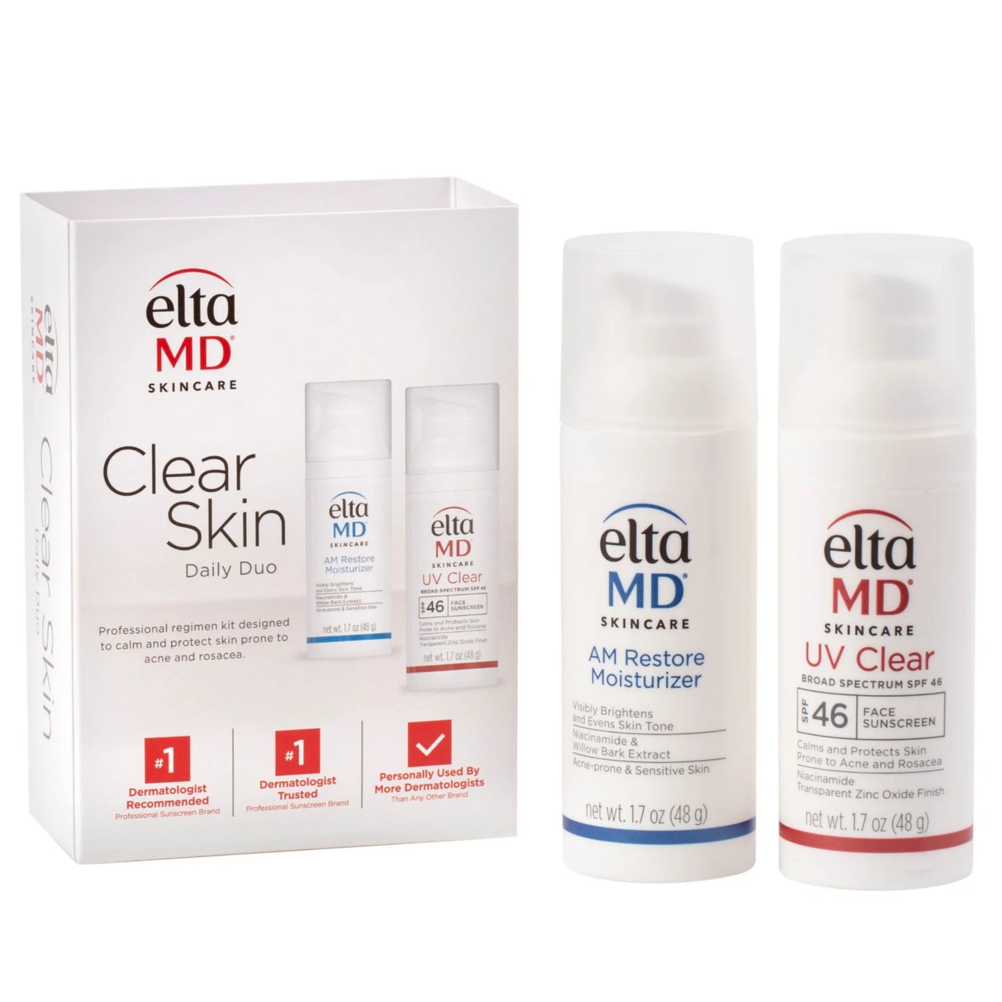 EltaMD Clear Skin Daily Duo Kit: UV Clear SPF 46 & AM Restore Moisturizer