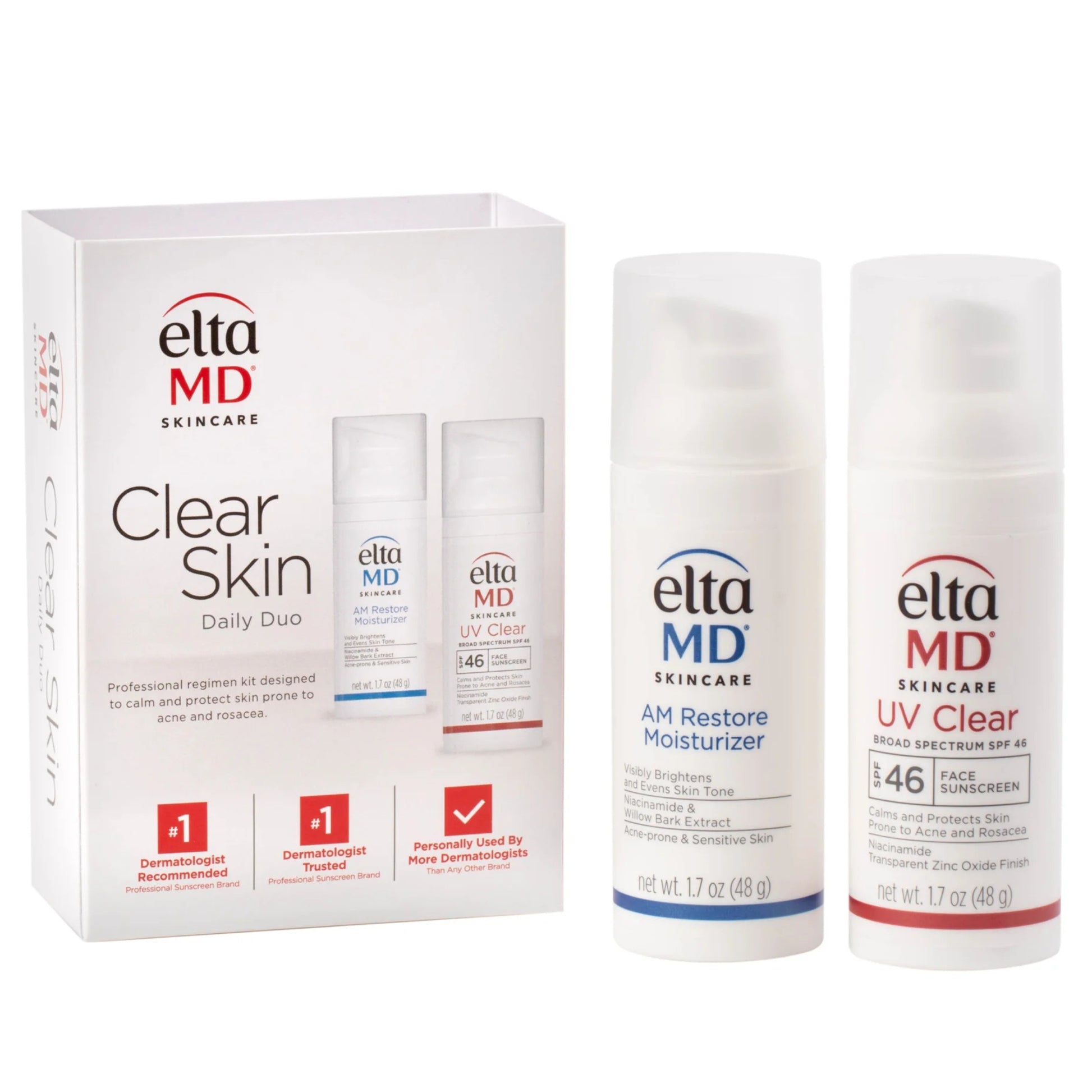 EltaMD Clear Skin Daily Duo Kit: UV Clear SPF 46 & AM Restore Moisturizer