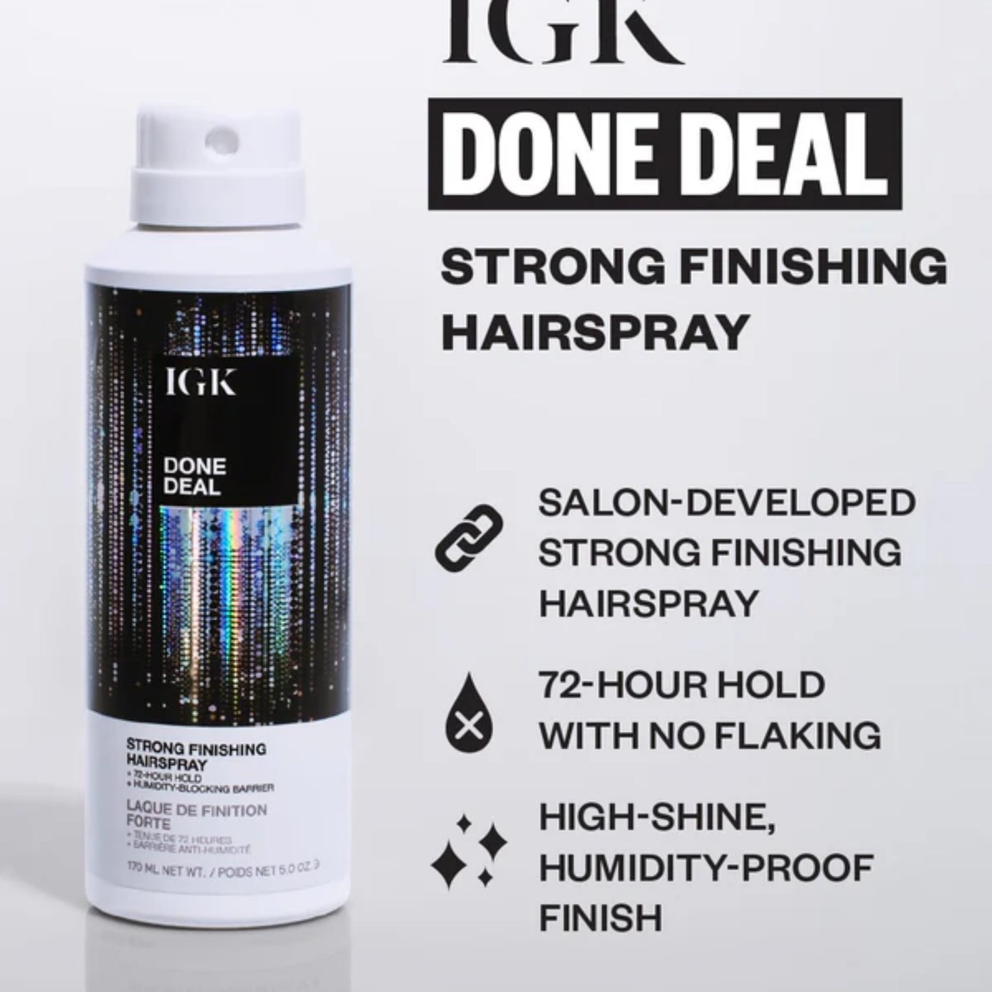 IGK Done Deal Strong Hold Hairspray - 5 Oz