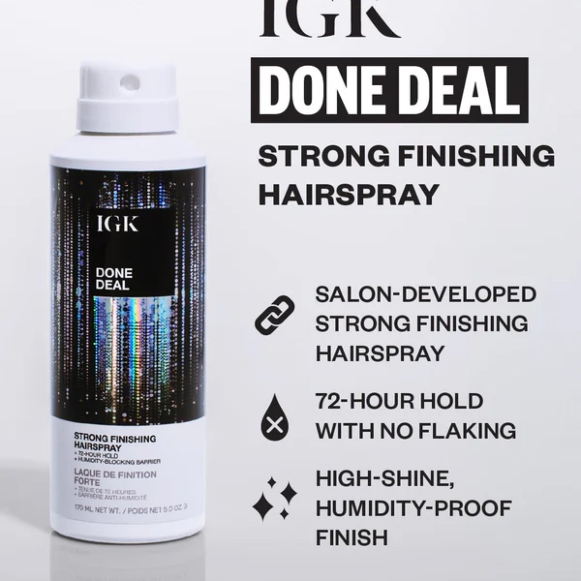 IGK Done Deal Strong Hold Hairspray - 5 Oz