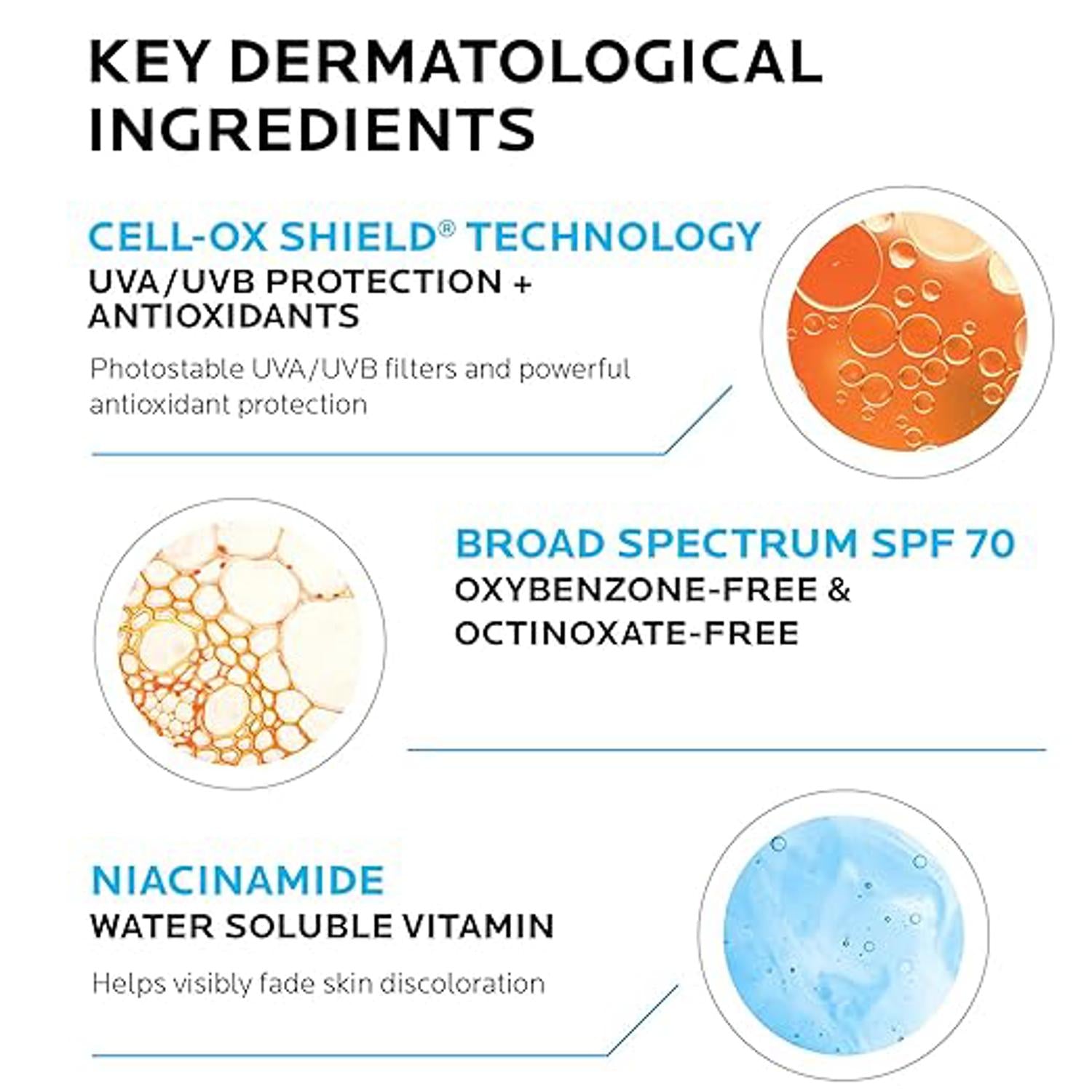La Roche-Posay Anthelios UV Correct SPF 70 Sunscreen with Niacinamide 1.7 Oz-infographic