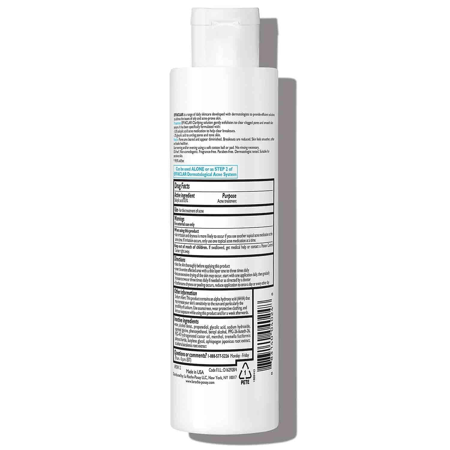 La Roche-Posay Effaclar Clarifying Solution Facial Toner for Acne 6.76 Oz-infographic