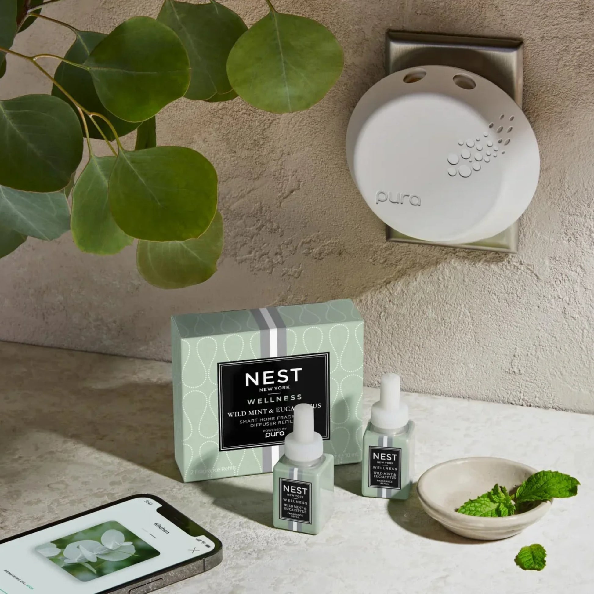 NEST New York Wild Mint & Eucalyptus Pura Smart Home Diffuser Refill Duo