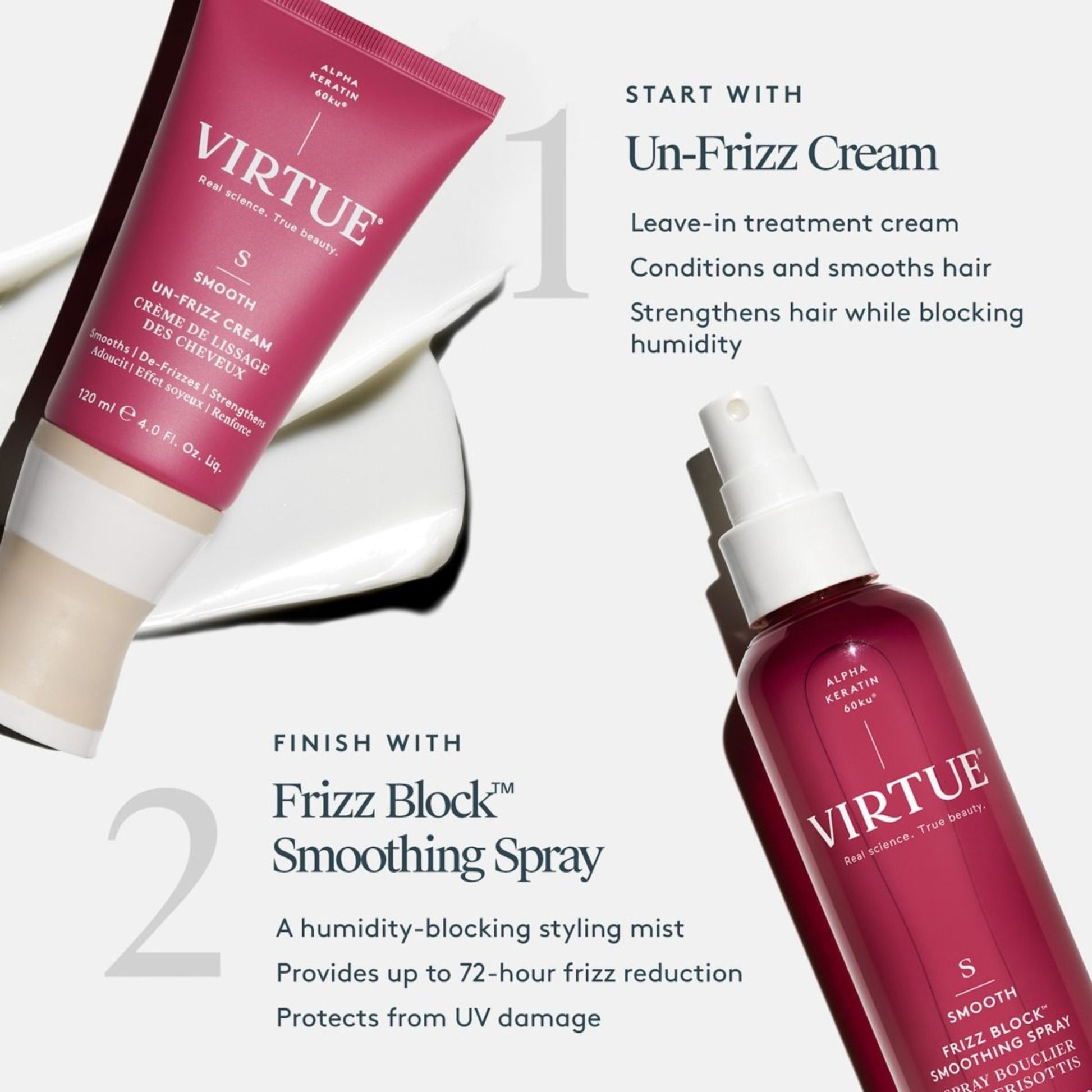 Virtue Frizz Shield Rx - Humidity-Blocking Smoothing Spray - 5 Oz