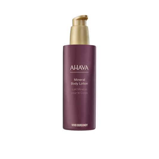 Ahava Mineral Body Lotion Vivid Burgundy 8.5 oz for rich hydration and revitalizing skin care