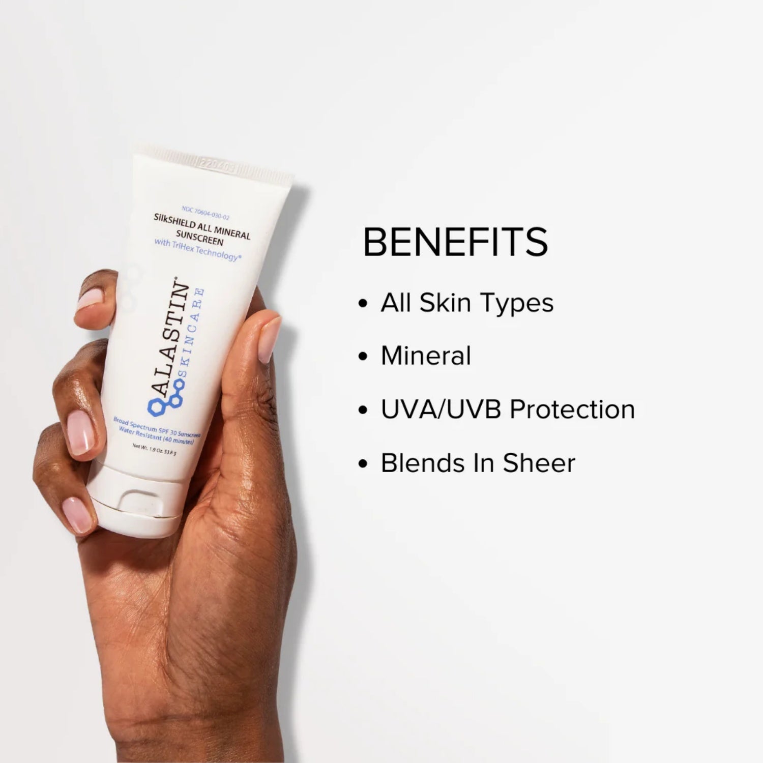 Alastin SilkSHIELD All Mineral Sunscreen SPF 30 1.9 Oz for daily sun protection.
