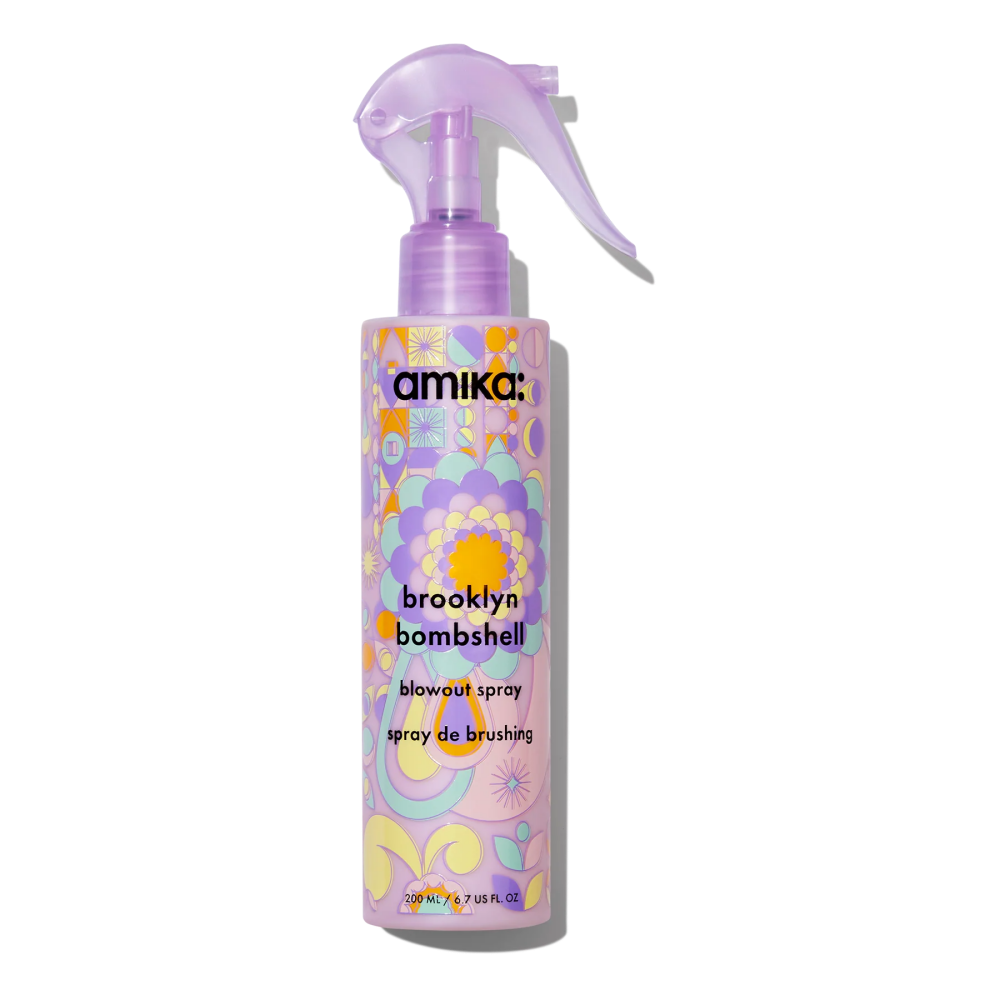 Amika Brooklyn Bombshell Blowout Blow Dry Spray 6.7 oz – heat protectant spray for smooth, voluminous hair