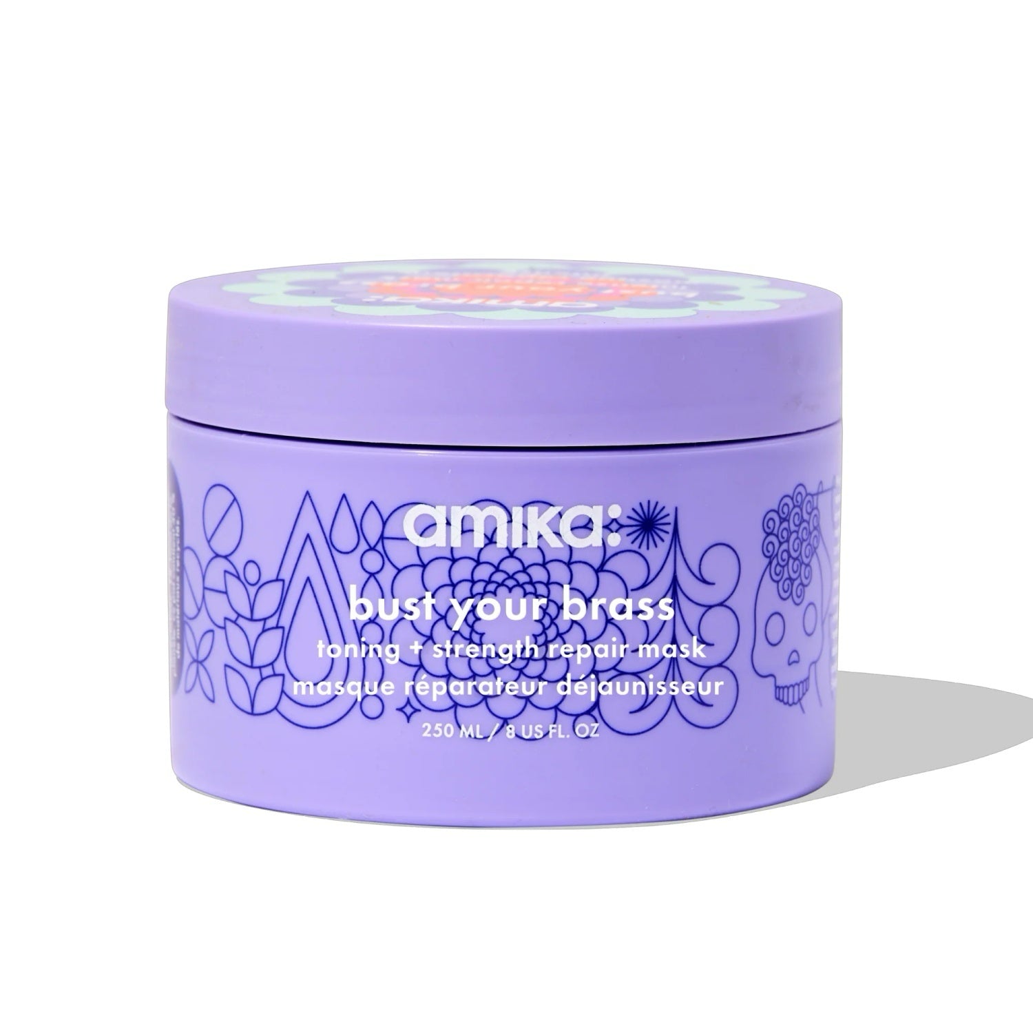 Amika Bust Your Brass Toning + Repair Mask 8 oz – tone neutralizer & strength

