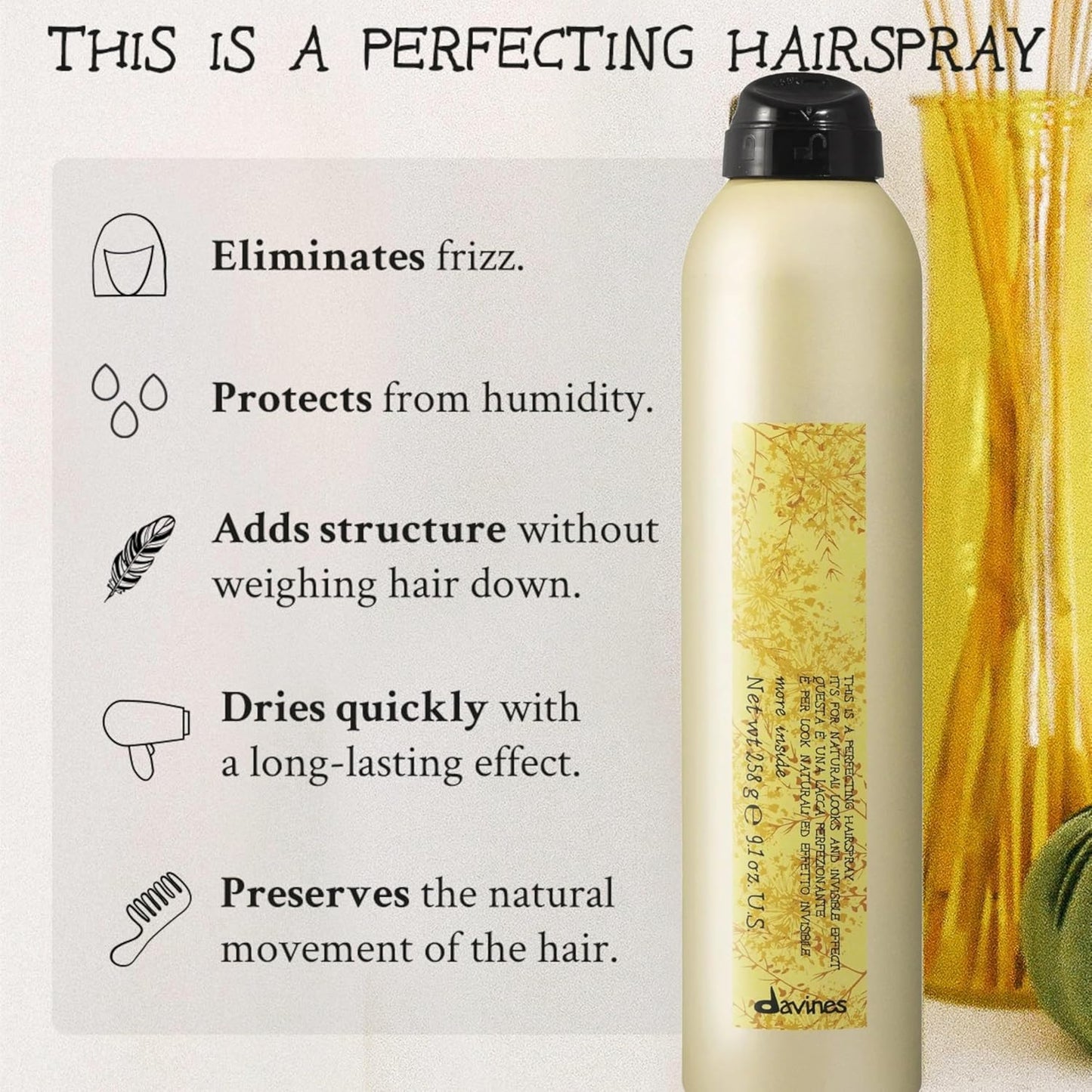 Davines This Is Perfecting Hairspray 300 mL – Lightweight hairspray for smooth, flexible hold









