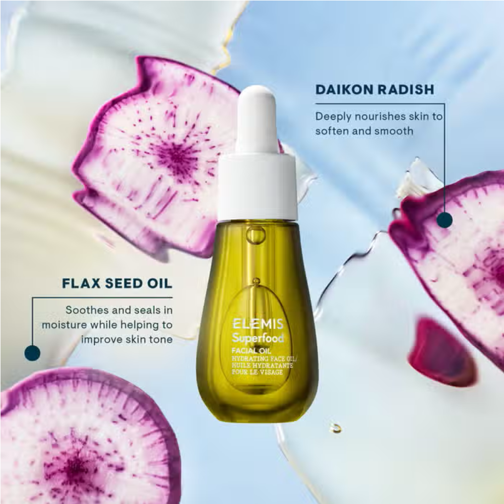 Elemis Superfood Facial Oil 15ml for healthy, glowing skin.