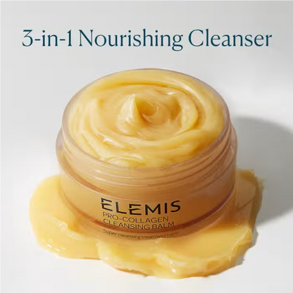 Jar of Elemis Pro-Collagen Cleansing Balm for smooth, hydrated skin.
