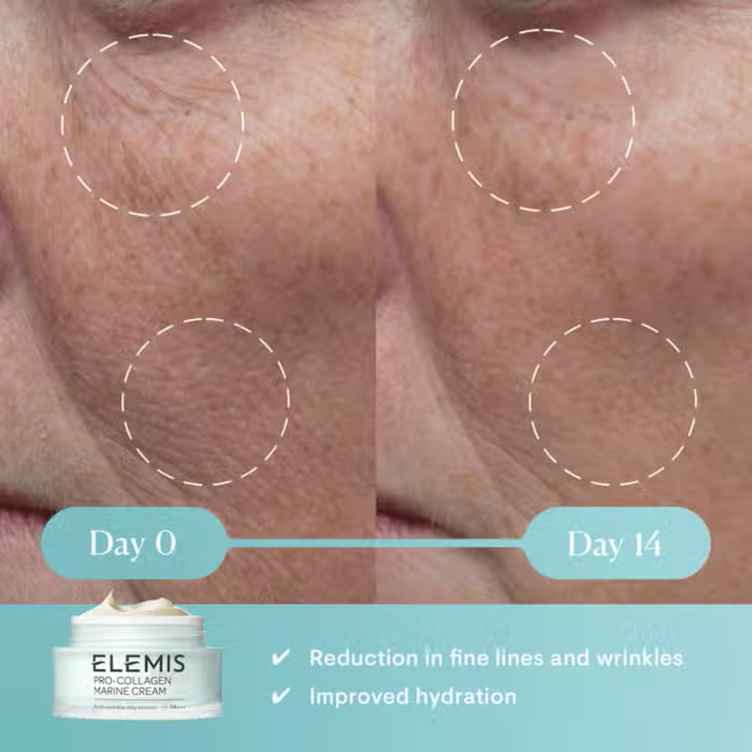 Elemis Pro-Collagen Marine Cream jar for anti-aging skincare.








