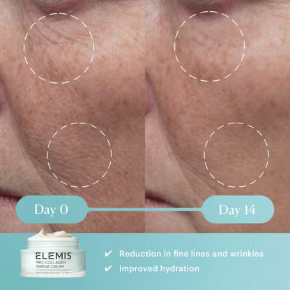 Elemis Pro-Collagen Marine Cream jar for anti-aging skincare.








