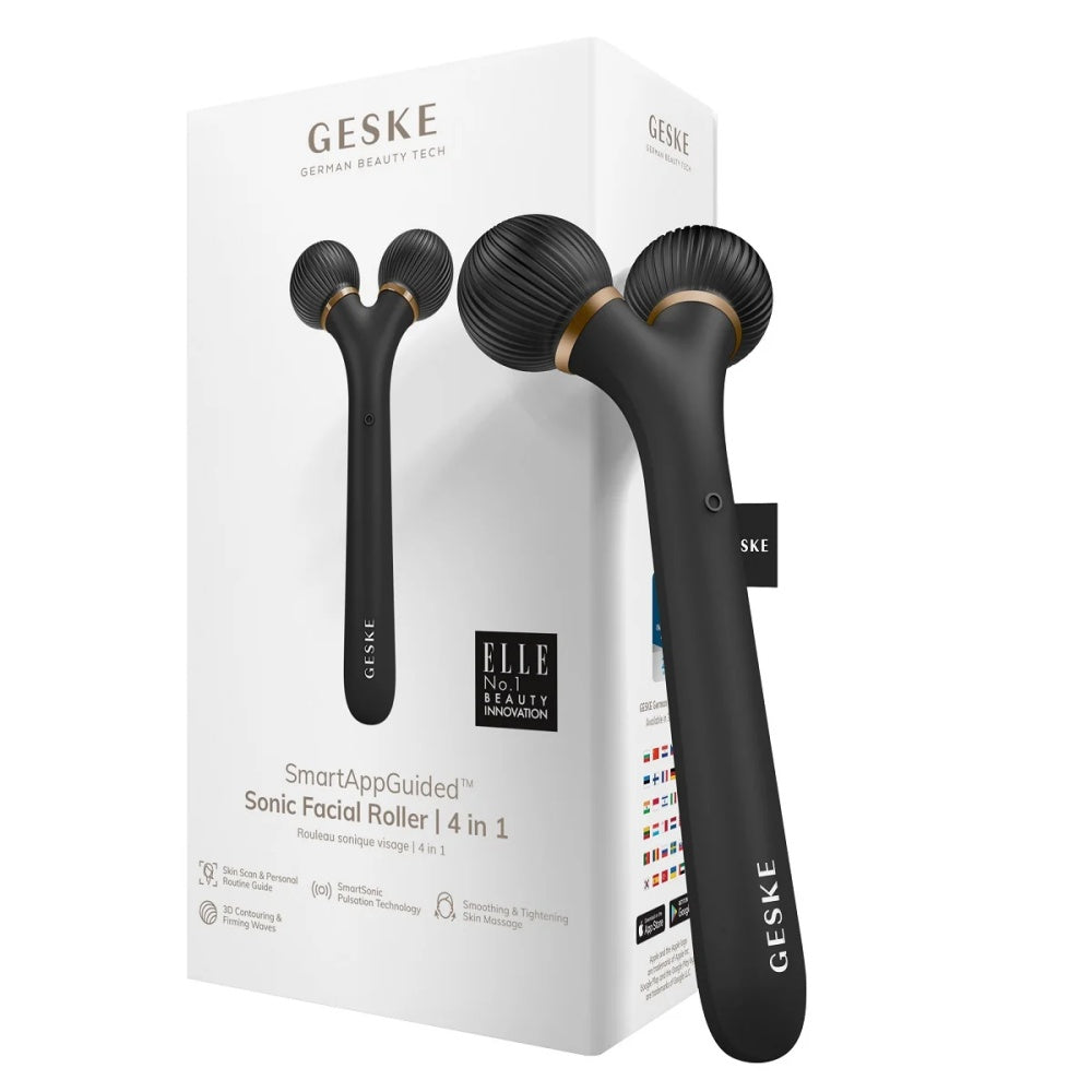 GESKE Sonic Facial Roller 4-in-1 Gray – skincare tool for lifting, toning, and revitalizing the face.