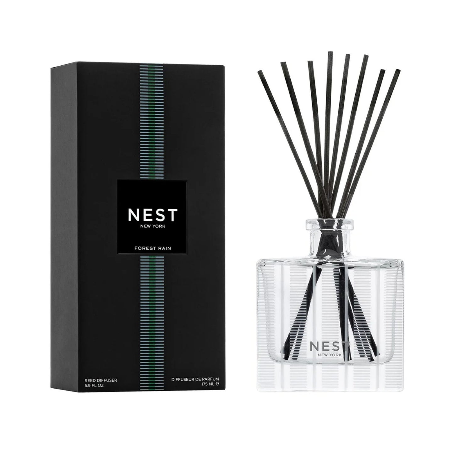 NEST New York Forest Rain Reed Diffuser 175 mL with a fresh, earthy scent for a calming, nature-inspired home ambiance.