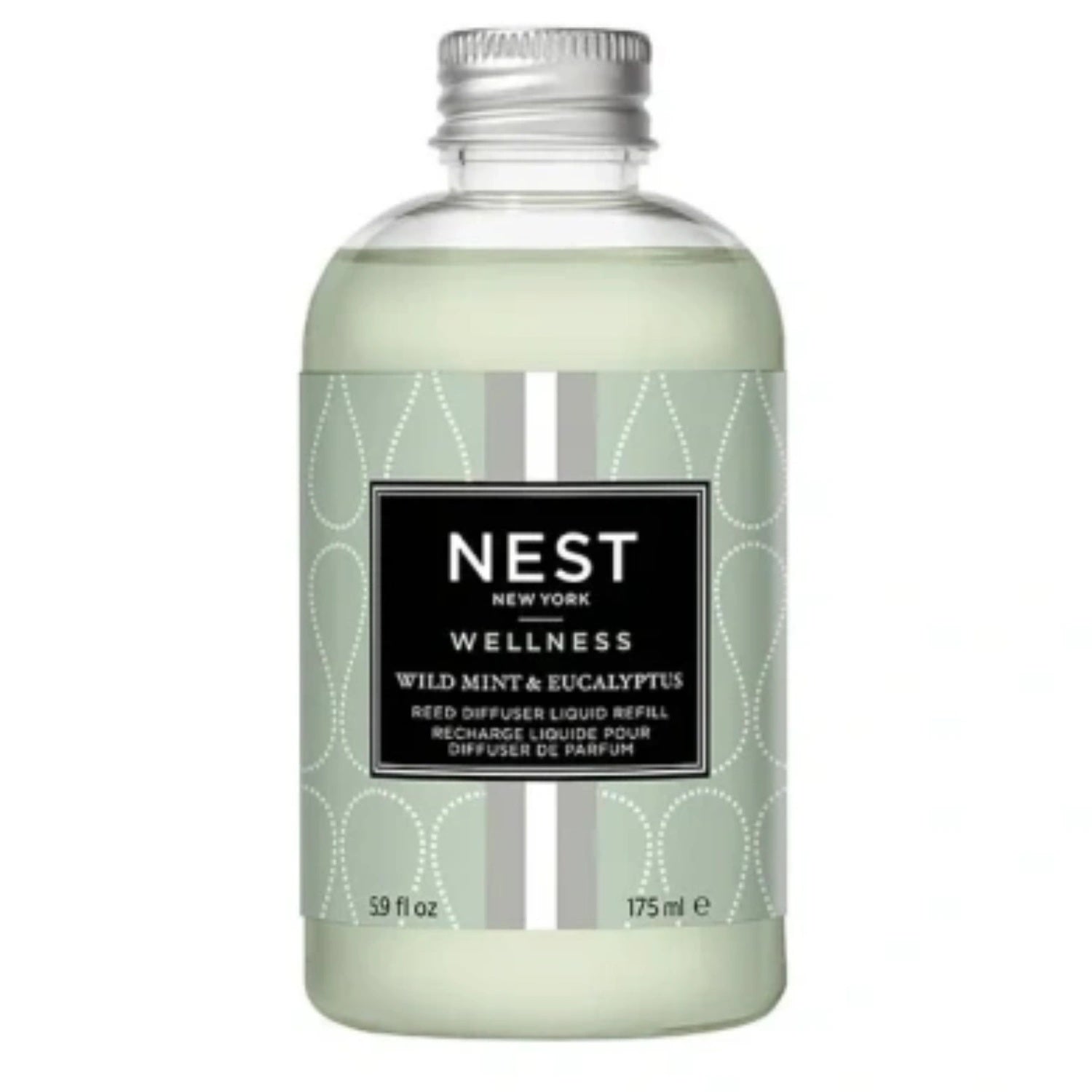 NEST New York Wild Mint & Eucalyptus Reed Diffuser Refill 5.9 Oz with refreshing herbal scent for a clean, invigorating home atmosphere.