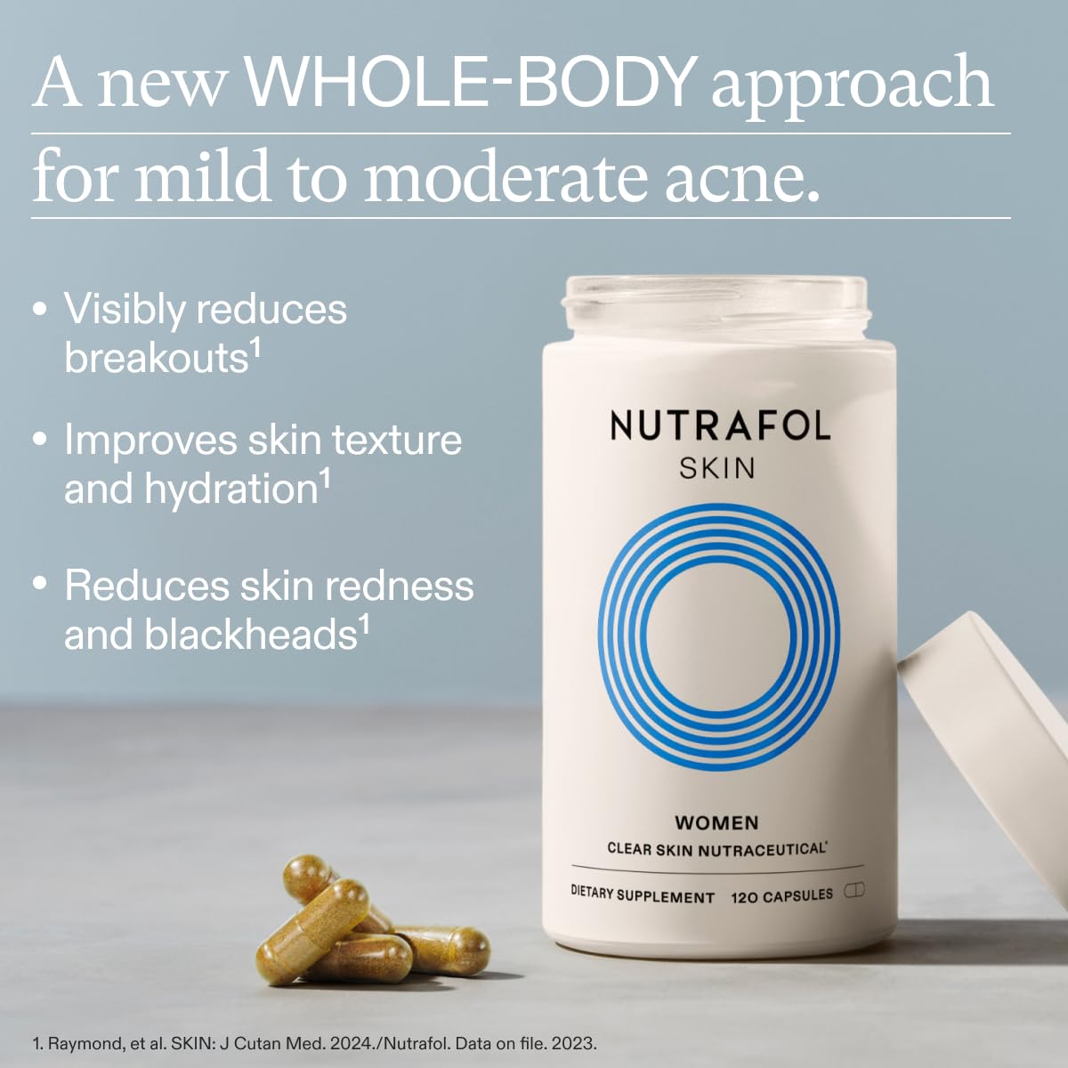 Nutrafol Clear Skin Nutraceutical 3-Month Supply – helps reduce acne naturally
