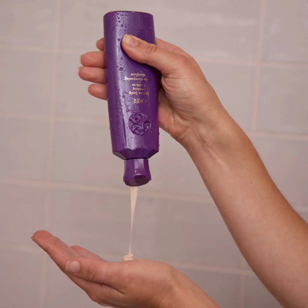 Oribe Serene Scalp Densifying Conditioner – nourishing conditioner for fuller hair.