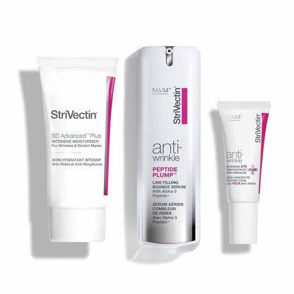 Strivectin Power Starters Anti-Wrinkle Trio skincare set with anti-aging and wrinkle-fighting formulas.







