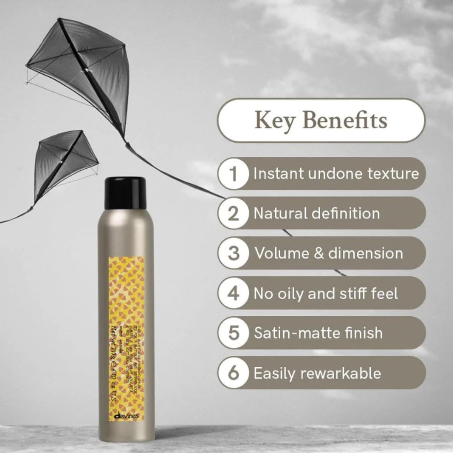 Davines Dry Wax Finishing Spray 200 mL – Matte finish and textured hold









