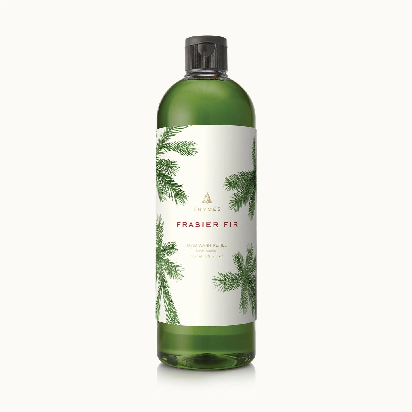 Thymes Frasier Fir Heritage Hand Wash Refill 24.5 fl oz with festive pine and cedar scent, perfect for refreshing your home’s hand care collection