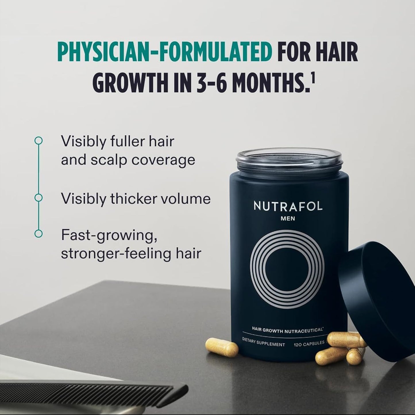Nutrafol Men’s Hair Growth Supplement 3-Month Supply – promotes thicker, healthier hair naturally